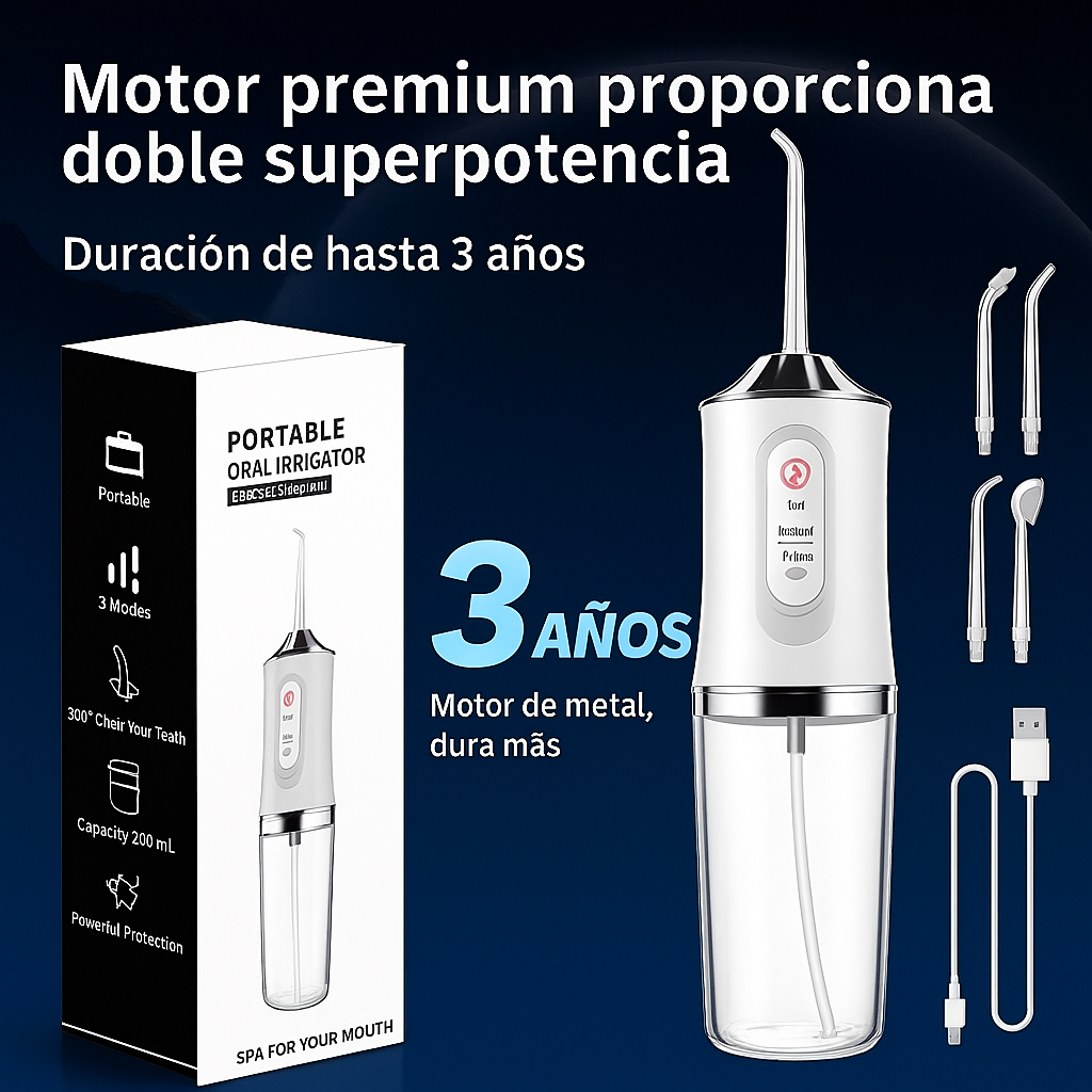 HYDRODENT®- Irrigador Bucal Portátil con Pulso de Agua a Presión + Envío Gratis🎁